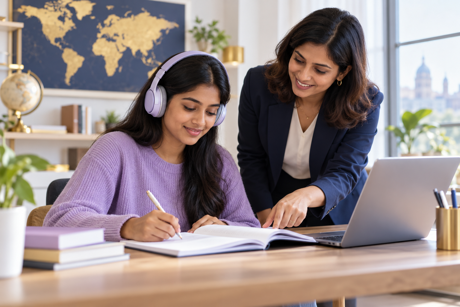 Trainer supporting a learner with focused study