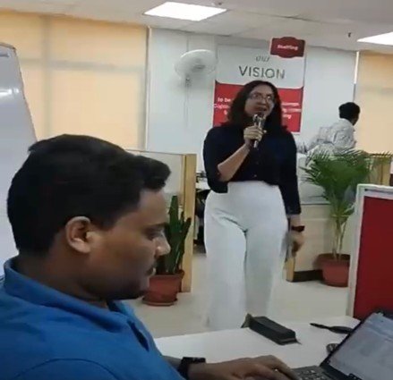 Trainer facilitating an interactive workplace session