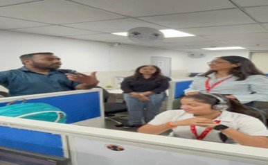 Colleagues taking part in a workplace communication activity