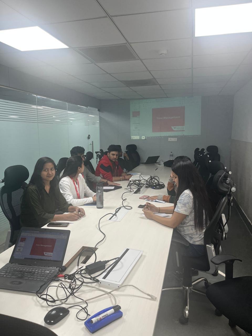 Colleagues gathered in a workplace learning session