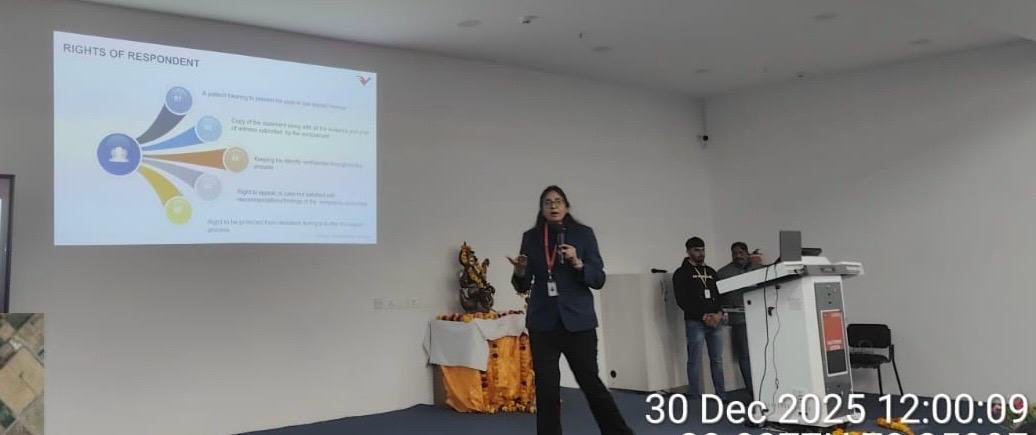 Priyanka presenting a session on rights of respondents